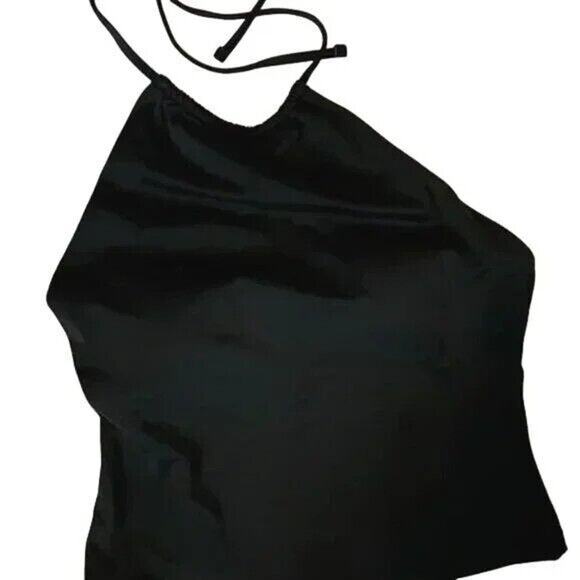 NWT Andie The Baja Tankini Tie Neck Swim Top Medium Bust Support S Black #3501 - Picture 2 of 15